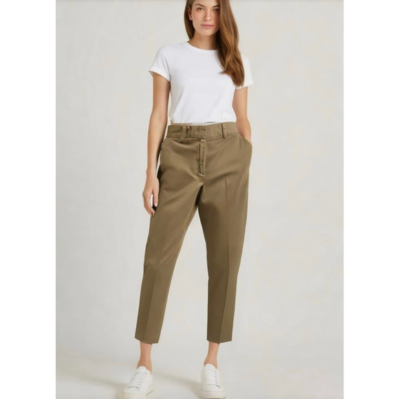 Lands' End Women's Pants 10 Tan Straight Leg Cropped Preppy Academia Minimalist - Picture 1 of 16